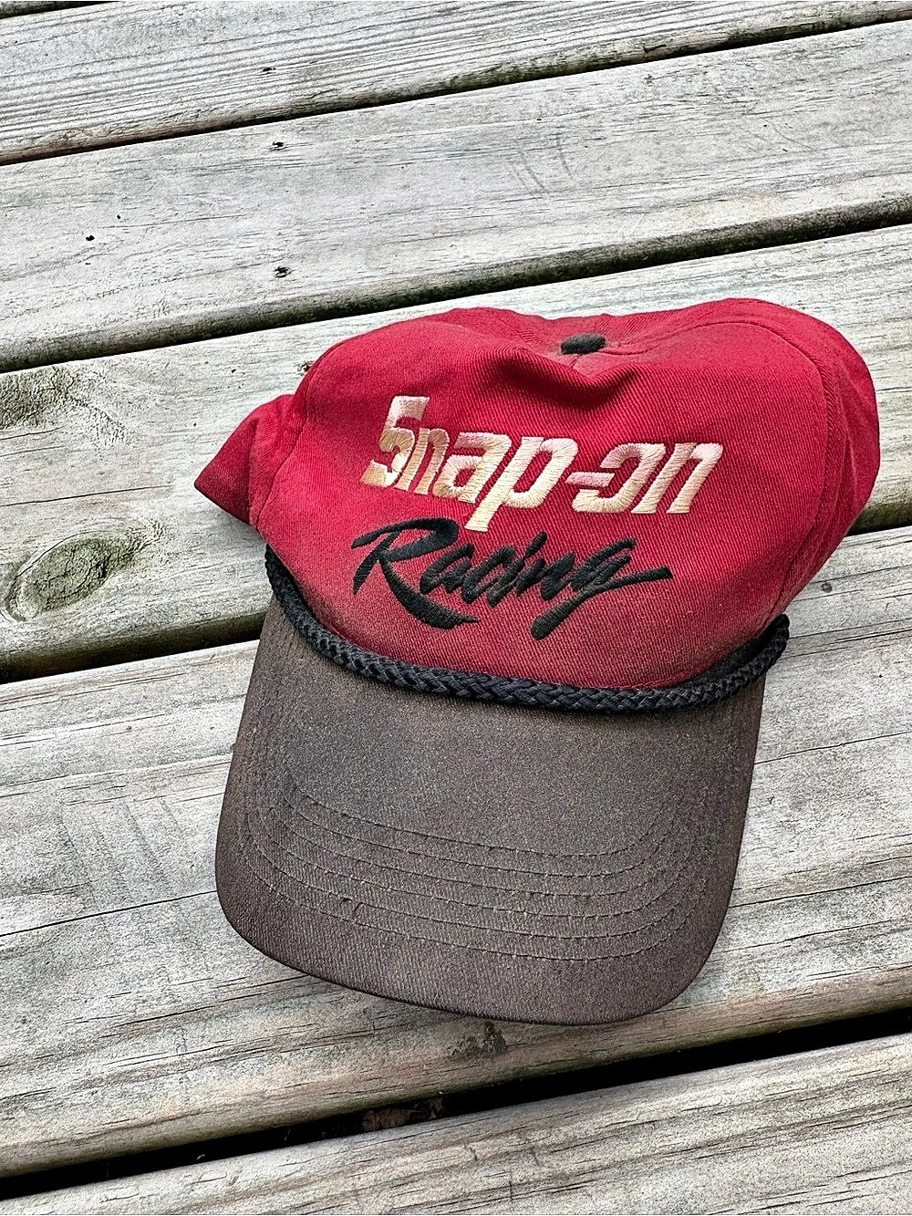 Vintage Snap-on Racing Rope Hat in Red & Brown